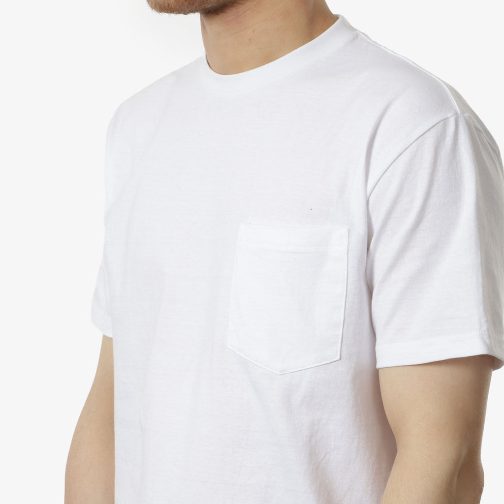 Beams Plus 2 Pack Pocket T-Shirt, White, Detail Shot 3