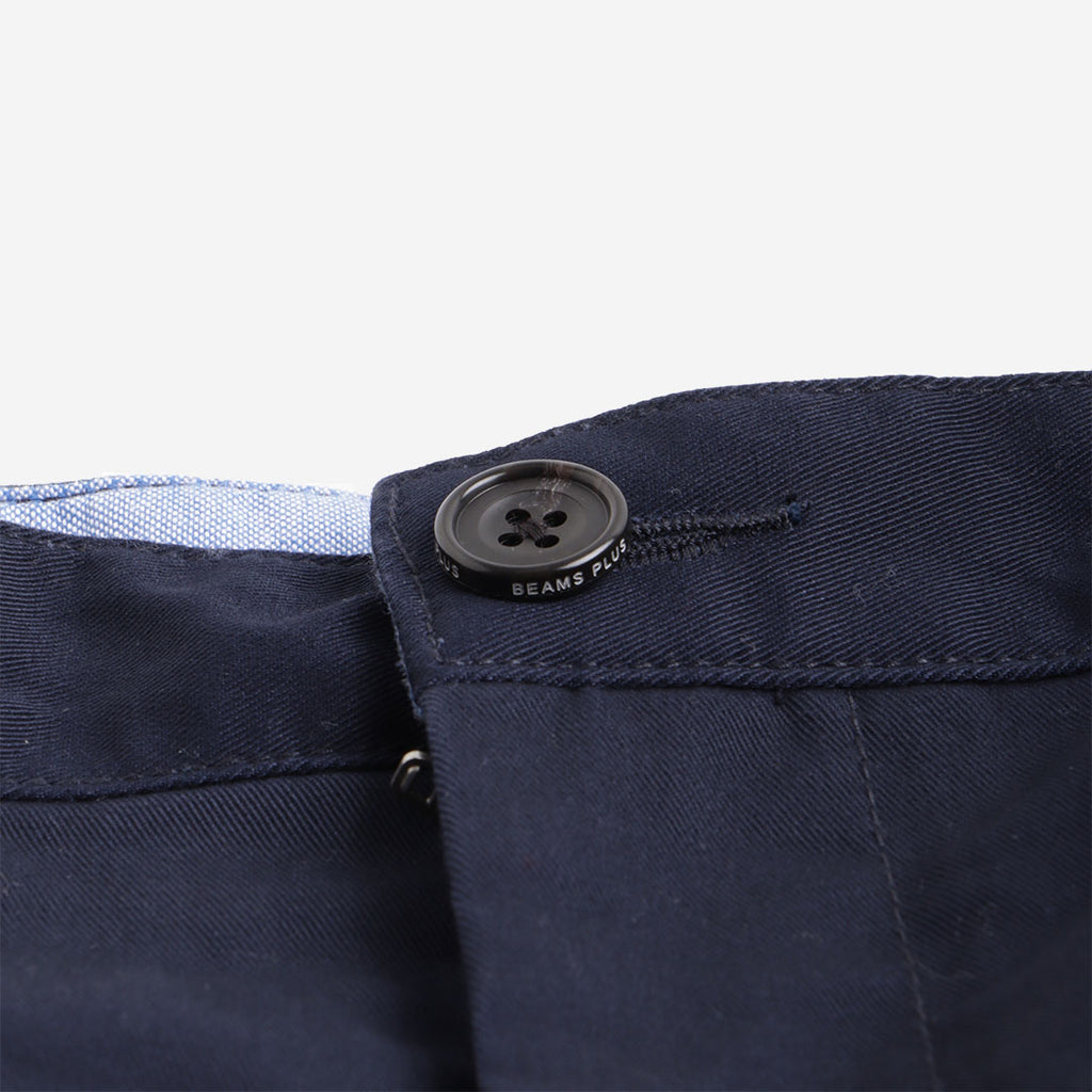 Beams Plus 2 Pleats Twill Pant, Navy, Detail Shot 6