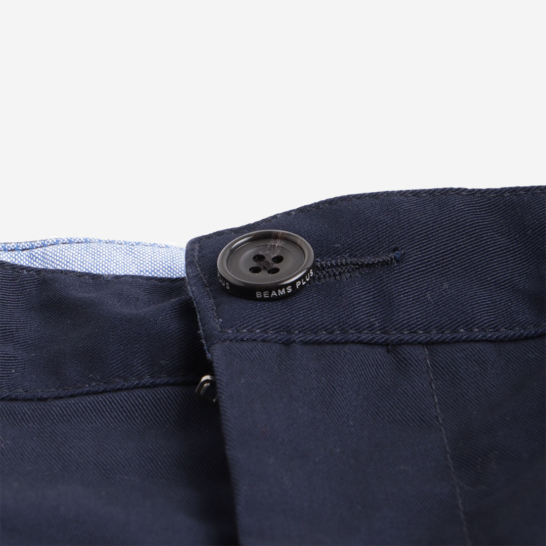 Beams Plus 2 Pleats Twill Pant, Navy, Detail Shot 6