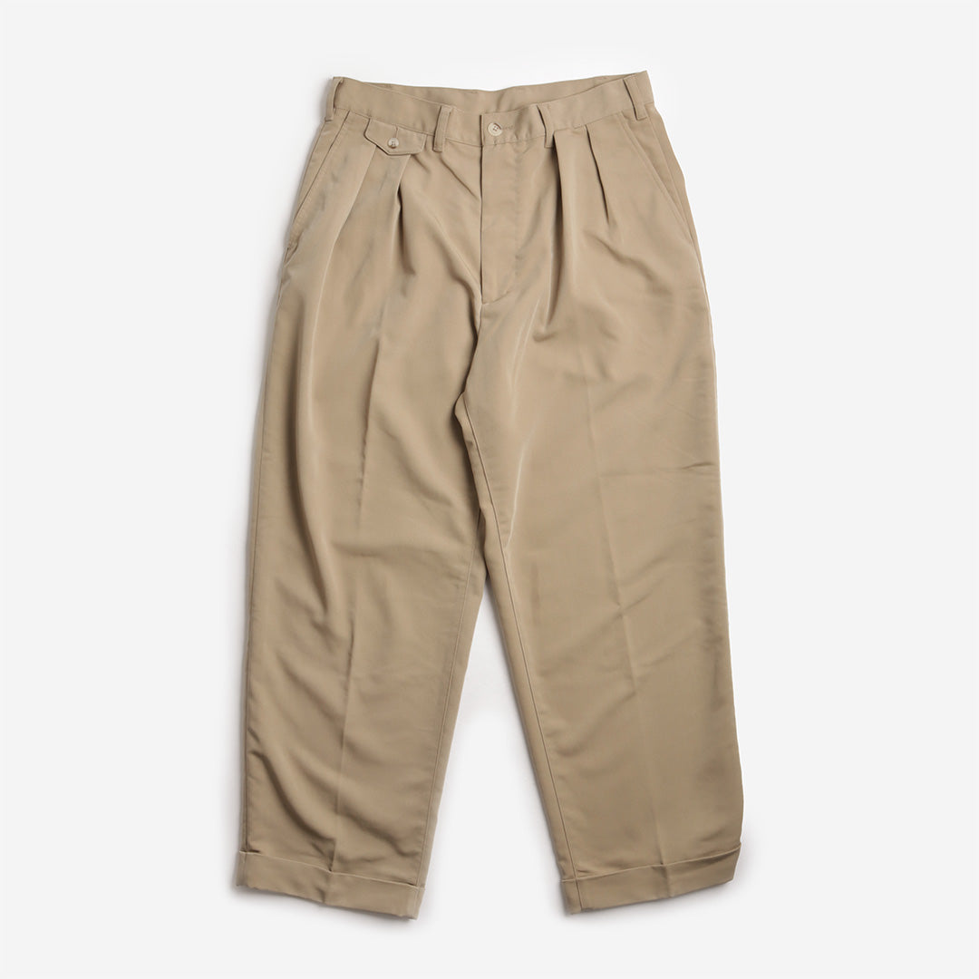 Beams Plus 2 Pleats PE Twill Pant, Sand, Detail Shot 1