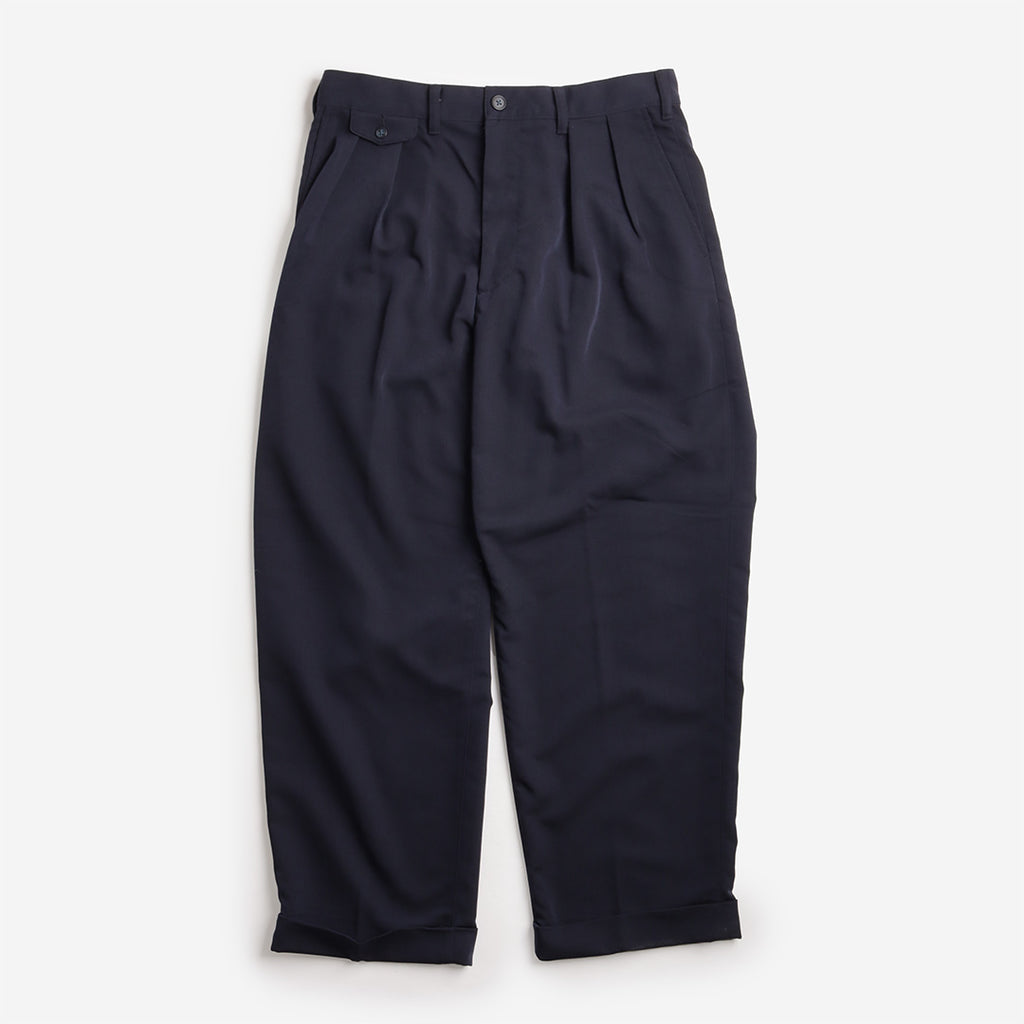Beams Plus 2 Pleats PE Twill Pant, Navy, Detail Shot 1