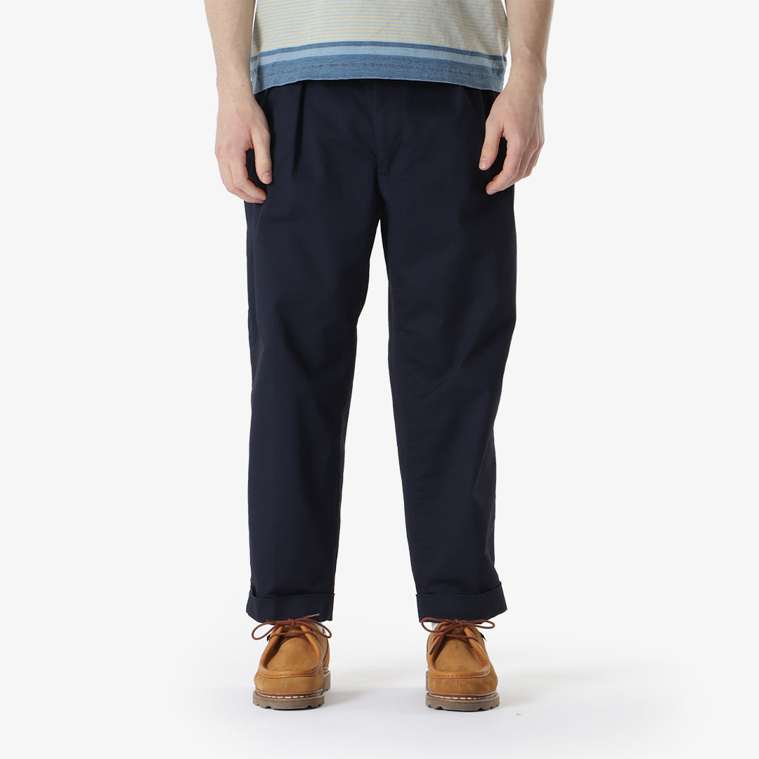 Beams Plus 2 Pleats Twill Pant, Navy, Detail Shot 1