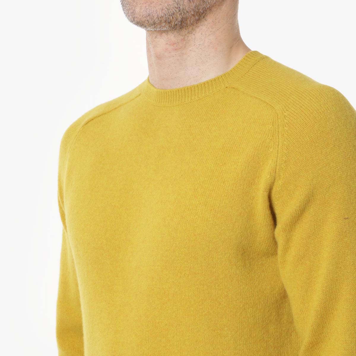 Beams Plus 9G Crew Knit, Mustard, Detail Shot 2