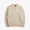 Beams Plus 9G Knit Polo Shirt, Beige, Detail Shot 1
