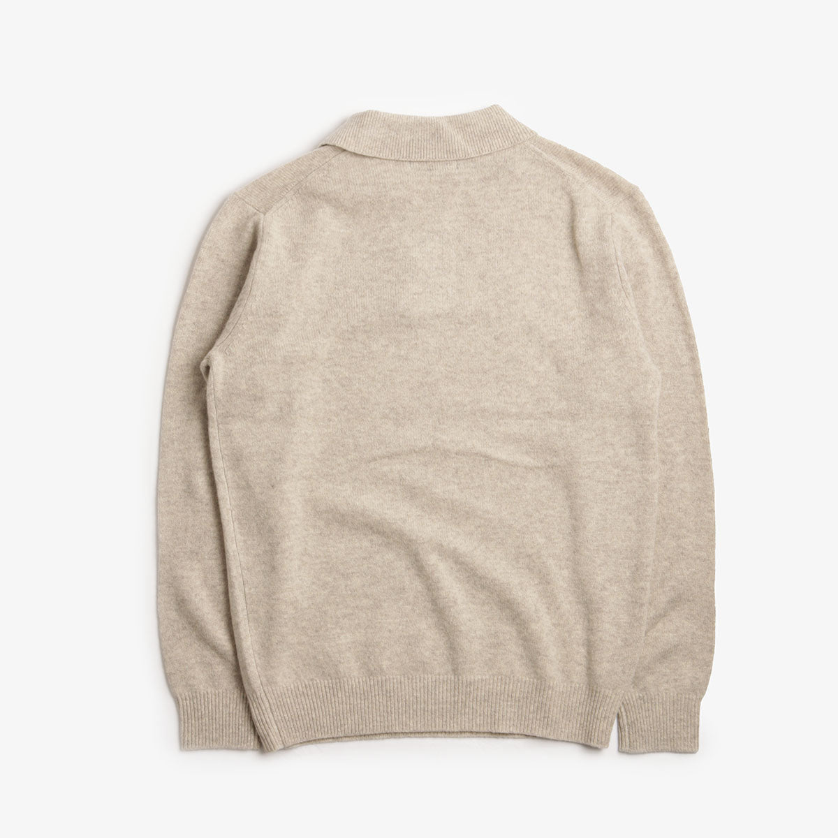 Beams Plus 9G Knit Polo Shirt, Beige, Detail Shot 4