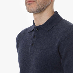 thumbnail Beams Plus 9G Knit Polo Shirt, Navy, Detail Shot 2