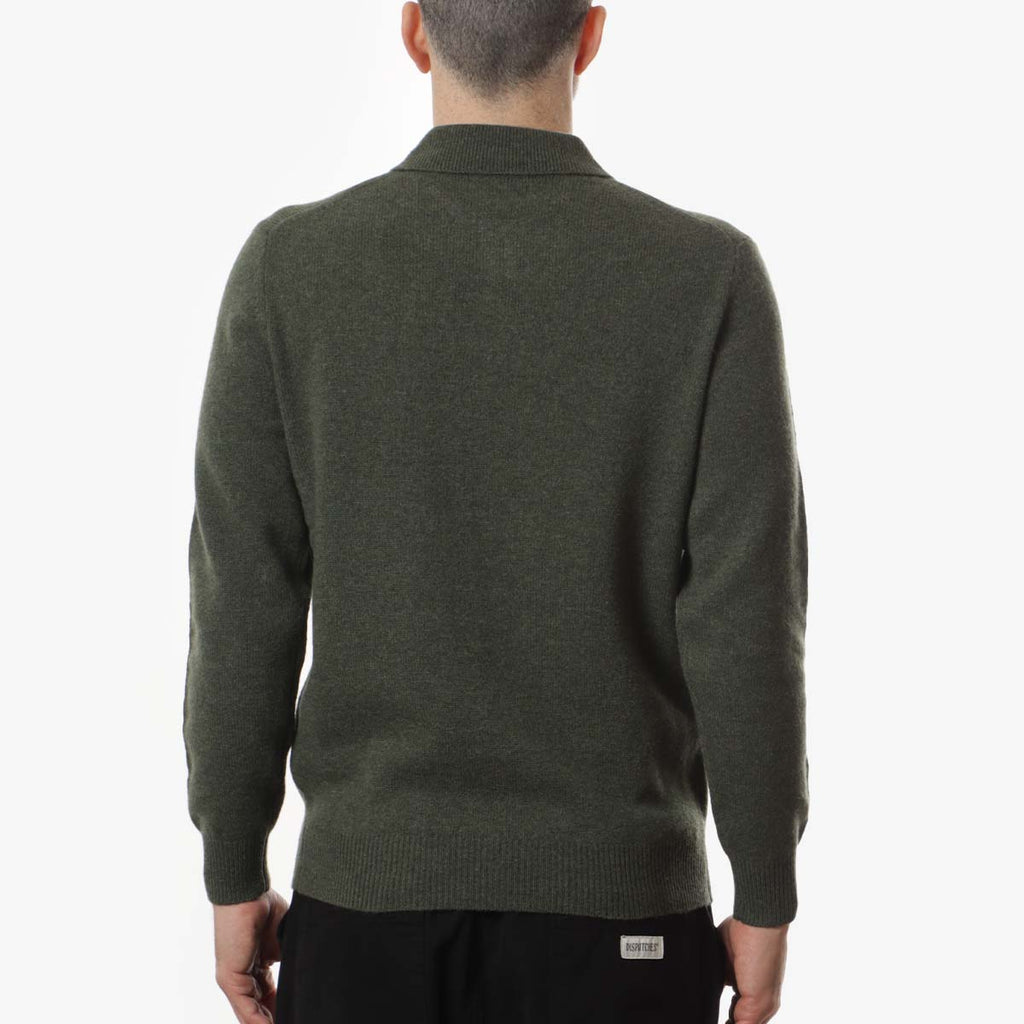 Beams Plus 9G Knit Polo Shirt, Green, Detail Shot 3