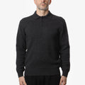 Beams Plus 9G Knit Polo Shirt, Charcoal, Detail Shot 1