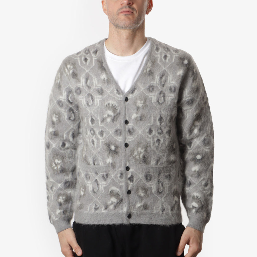 Beams Plus Botanical Cardigan, Grey, Detail Shot 1