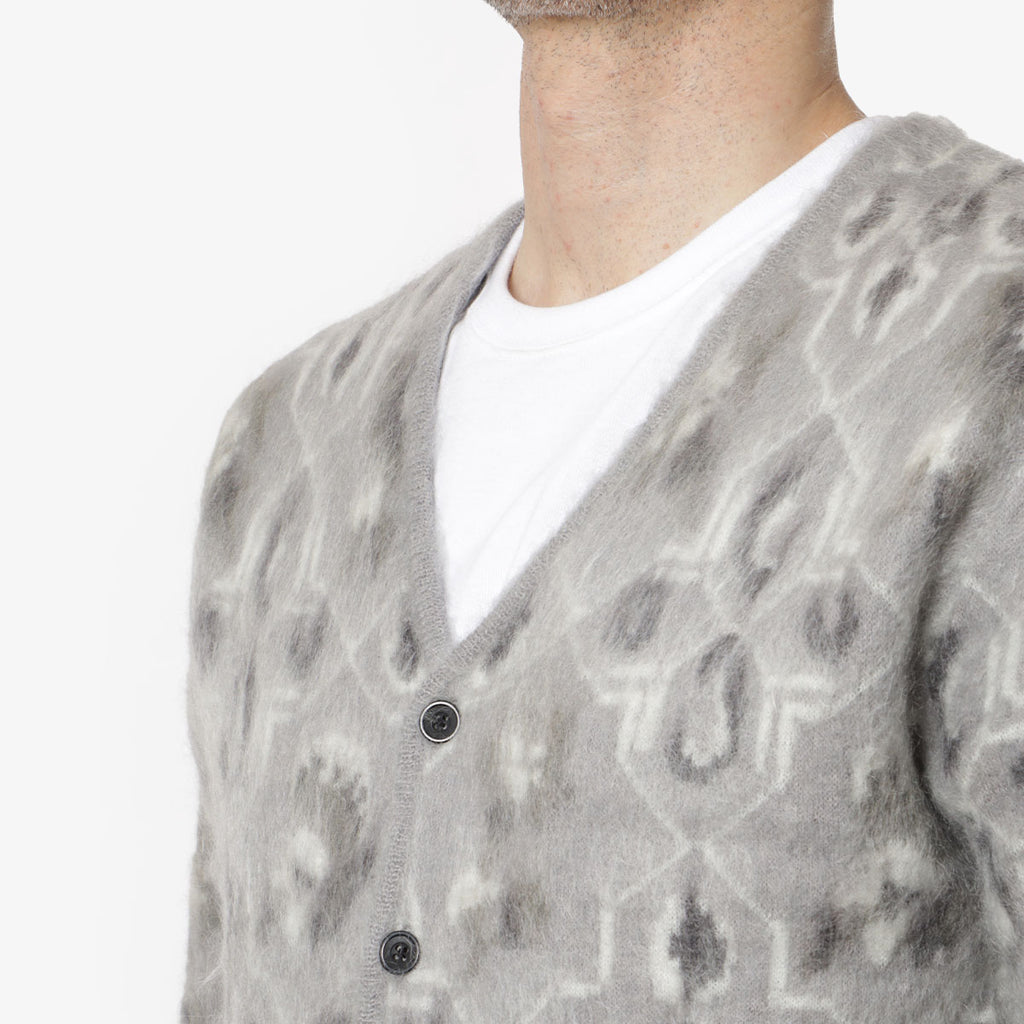 Beams Plus Botanical Cardigan, Grey, Detail Shot 2