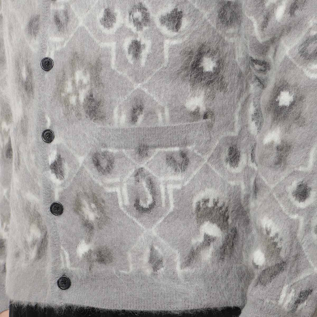 Beams Plus Botanical Cardigan, Grey, Detail Shot 3