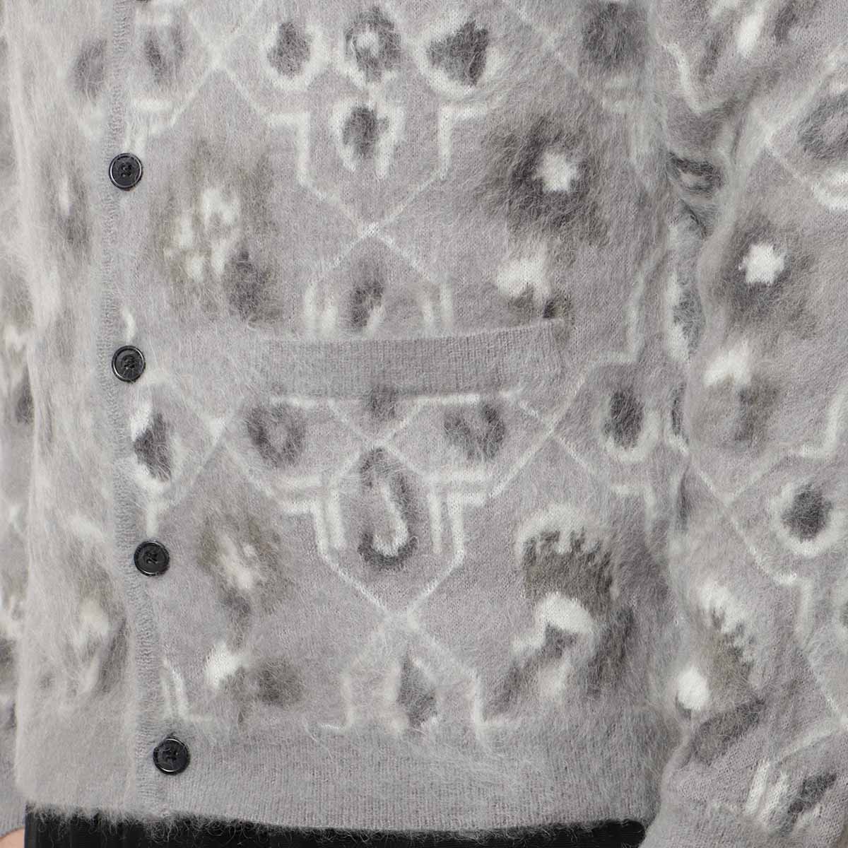 Beams Plus Botanical Cardigan, Grey, Detail Shot 3