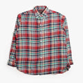 Beams Plus Button Down Classic Fit Indian Flannel Plaid Shirt, Red Plaid, Detail Shot 1