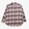 Beams Plus Button Down Classic Fit Indian Flannel Plaid Shirt, White Plaid, Detail Shot 1