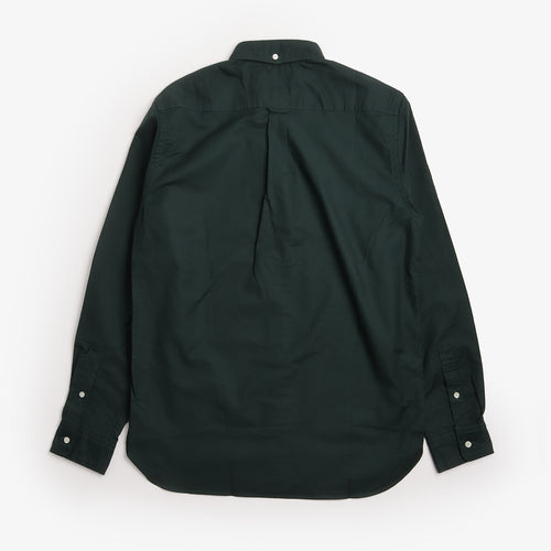 Beams Plus Button Down Color Oxford Shirt in Green, back view