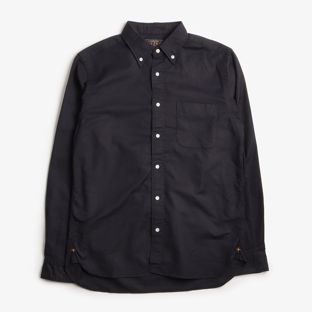 Beams Plus Button Down Oxford Shirt, Navy, Detail Shot 1
