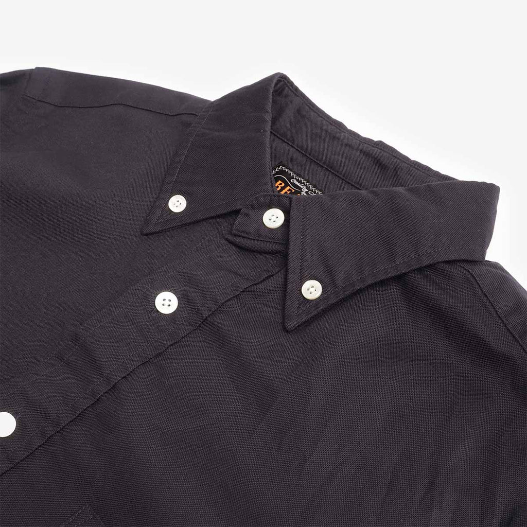 Beams Plus Button Down Oxford Shirt, Navy, Detail Shot 3