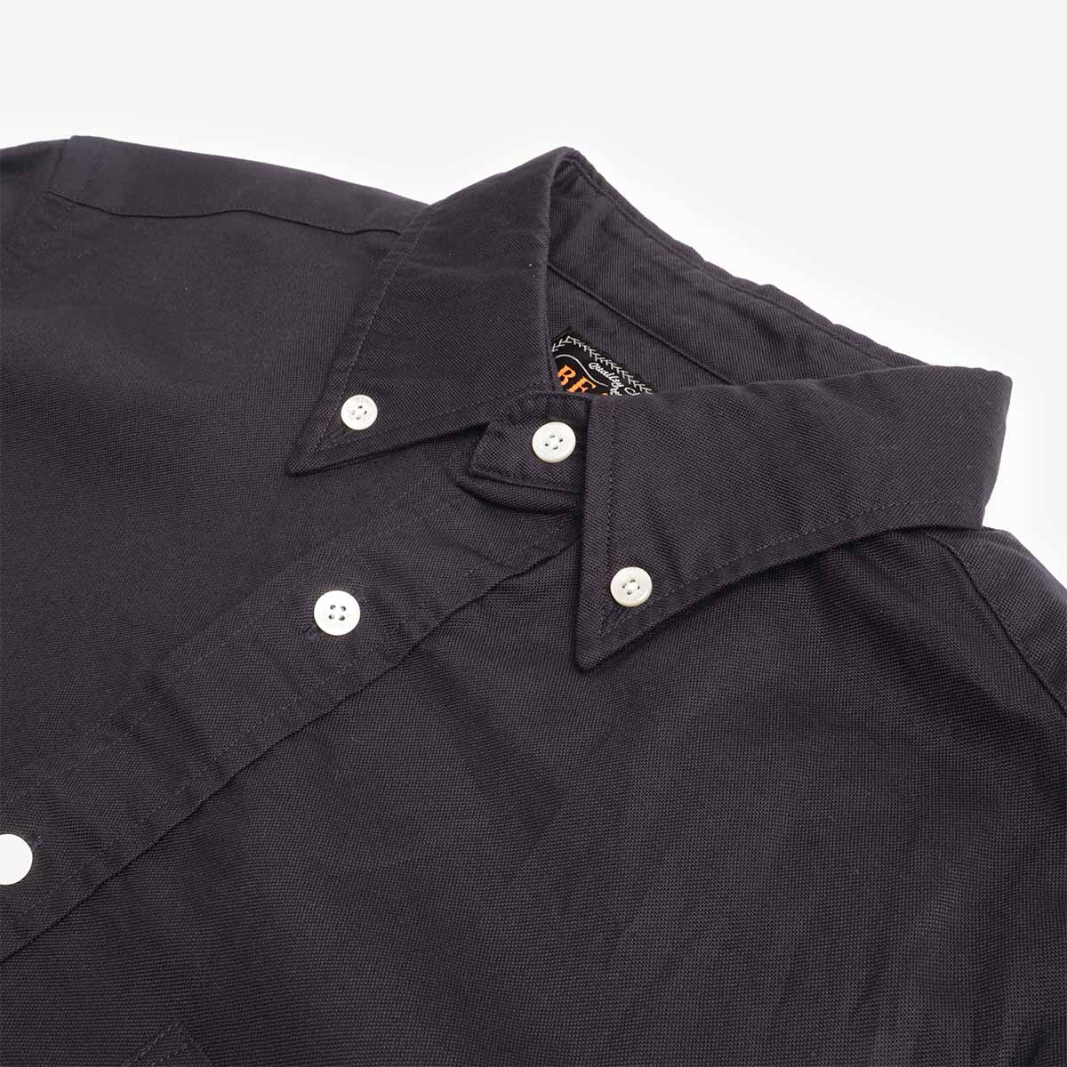 Beams Plus Button Down Oxford Shirt, Navy, Detail Shot 3