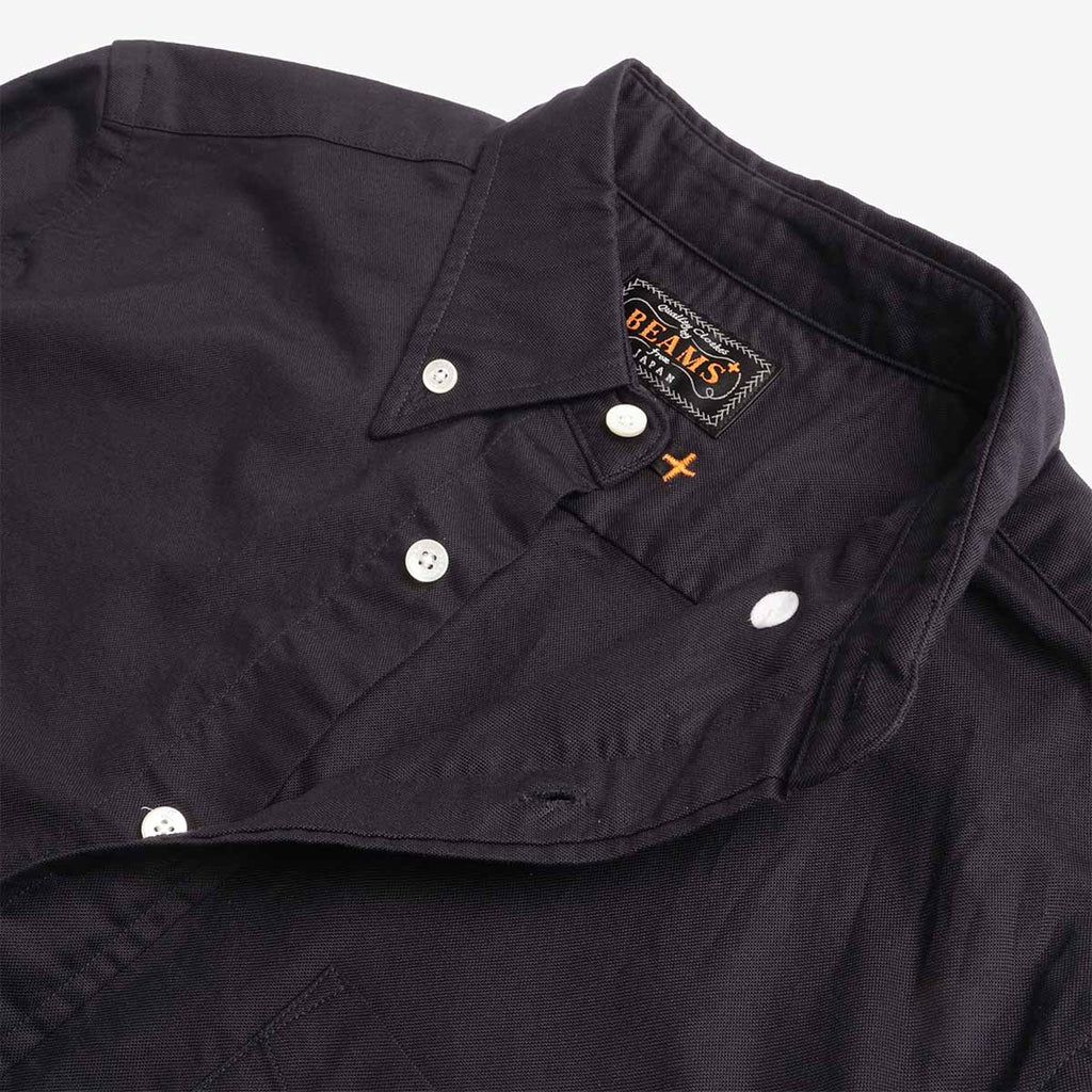 Beams Plus Button Down Oxford Shirt, Navy, Detail Shot 4
