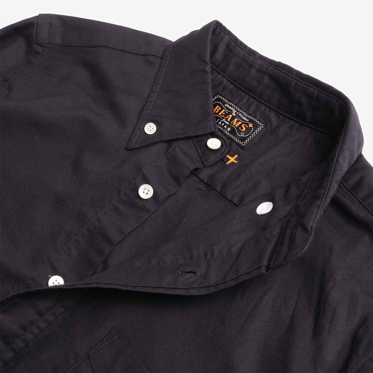 Beams Plus Button Down Oxford Shirt, Navy, Detail Shot 4