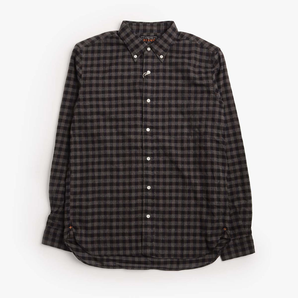 Beams Plus Button Down Gingham Check Shaggy Shirt