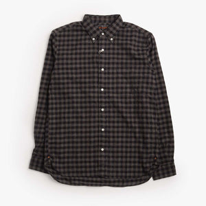 Beams Plus Button Down Gingham Check Shaggy Shirt - Grey