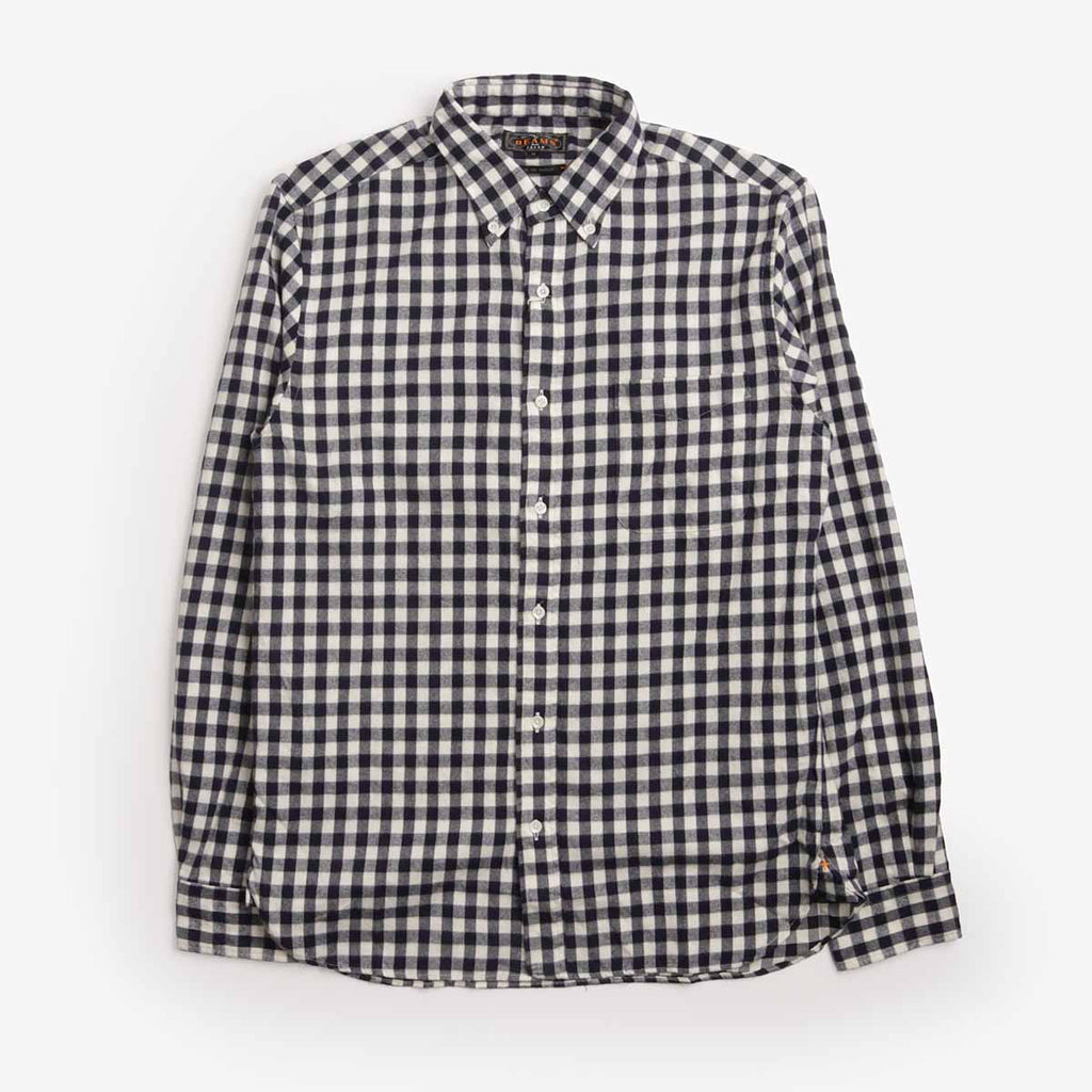 Beams Plus Button Down Gingham Check Shaggy Shirt