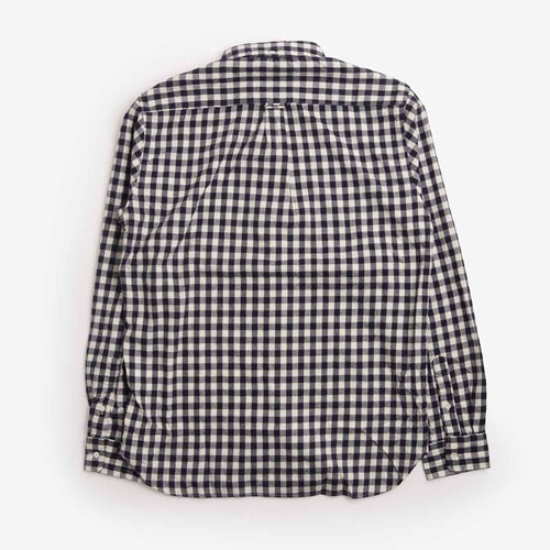 Beams Plus Gingham Check Shaggy Shirt in Navy, back view