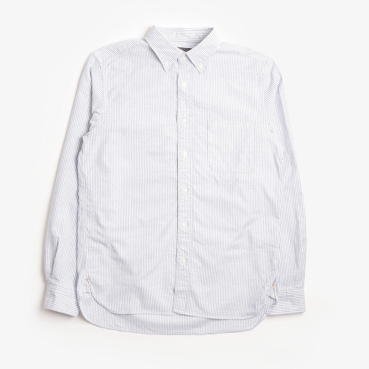 Beams Plus Button Down Oxford Candy Stripe Shirt, Blue, Detail Shot 1