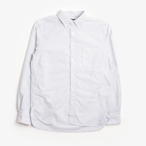 Beams Plus Button Down Oxford Candy Stripe Shirt, Blue, Detail Shot 1