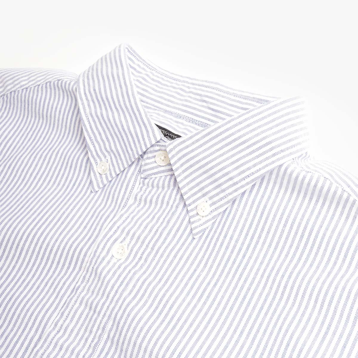 Beams Plus Button Down Oxford Candy Stripe Shirt, Blue, Detail Shot 3