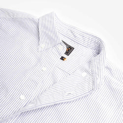 thumbnail Beams Plus Button Down Oxford Candy Stripe Shirt, Blue, Detail Shot 4