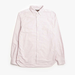 thumbnail Beams Plus Button Down Oxford Candy Stripe Shirt, Wine, Detail Shot 1