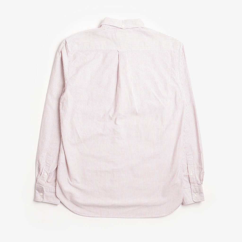 Beams Plus Button Down Oxford Candy Stripe Shirt, Wine, Detail Shot 2