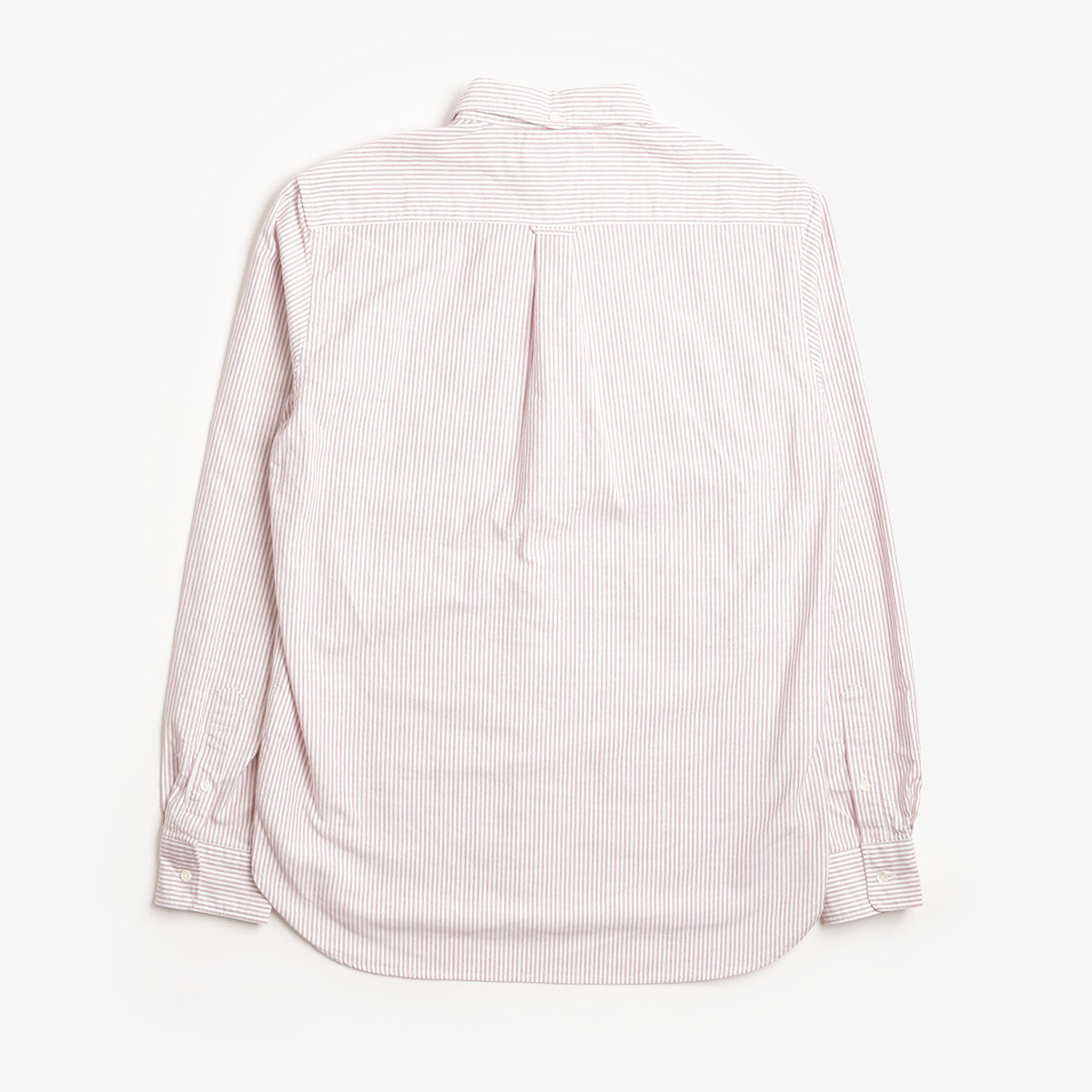 Beams Plus Button Down Oxford Candy Stripe Shirt, Wine, Detail Shot 2