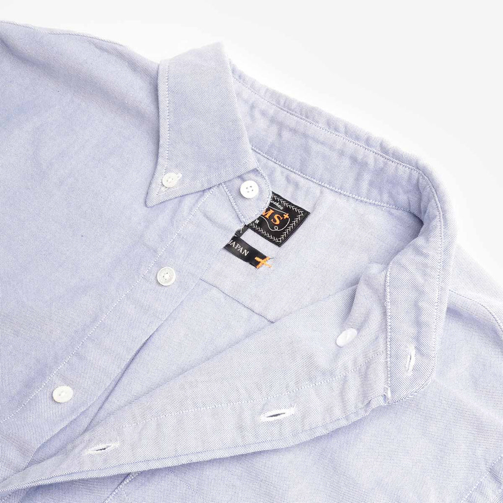 Beams Plus Button Down Oxford Shirt, Blue, Detail Shot 4