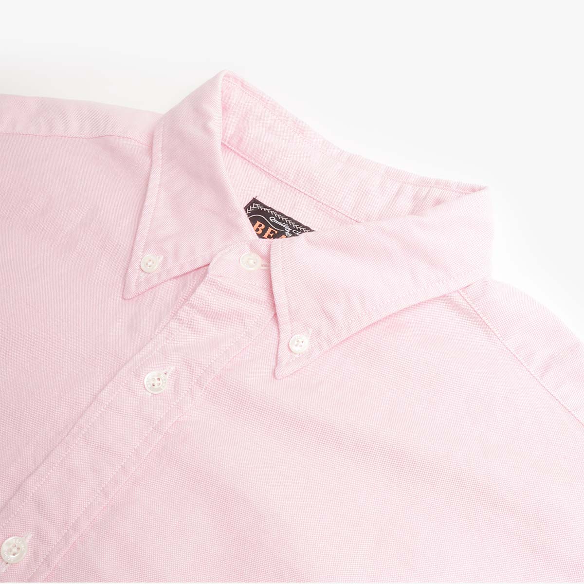 Beams Plus Button Down Oxford Shirt, Pink, Detail Shot 3
