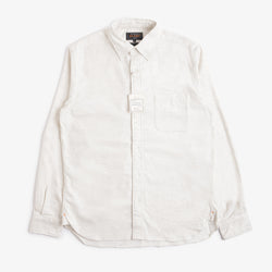 thumbnail Beams Plus Button Down Solid Flannel Shirt, Off White, Detail Shot 1