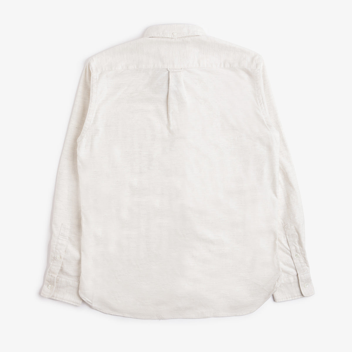 Beams Plus Button Down Solid Flannel Shirt, Off White, Detail Shot 4