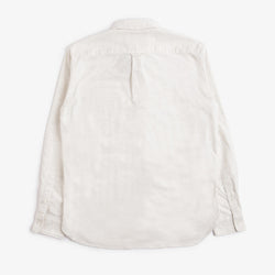 thumbnail Beams Plus Button Down Solid Flannel Shirt, Off White, Detail Shot 4