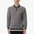 Beams Plus Collar Line Knit Polo Shirt, Charcoal, Detail Shot 1