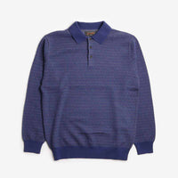 Beams Plus Diamond Pattern Knit Polo Shirt
