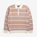 Beams Plus Half Zip Jacquard Knit Polo Shirt, Off White, Detail Shot 1