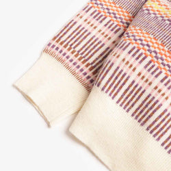 thumbnail Beams Plus Half Zip Jacquard Knit Polo Shirt, Off White, Detail Shot 4