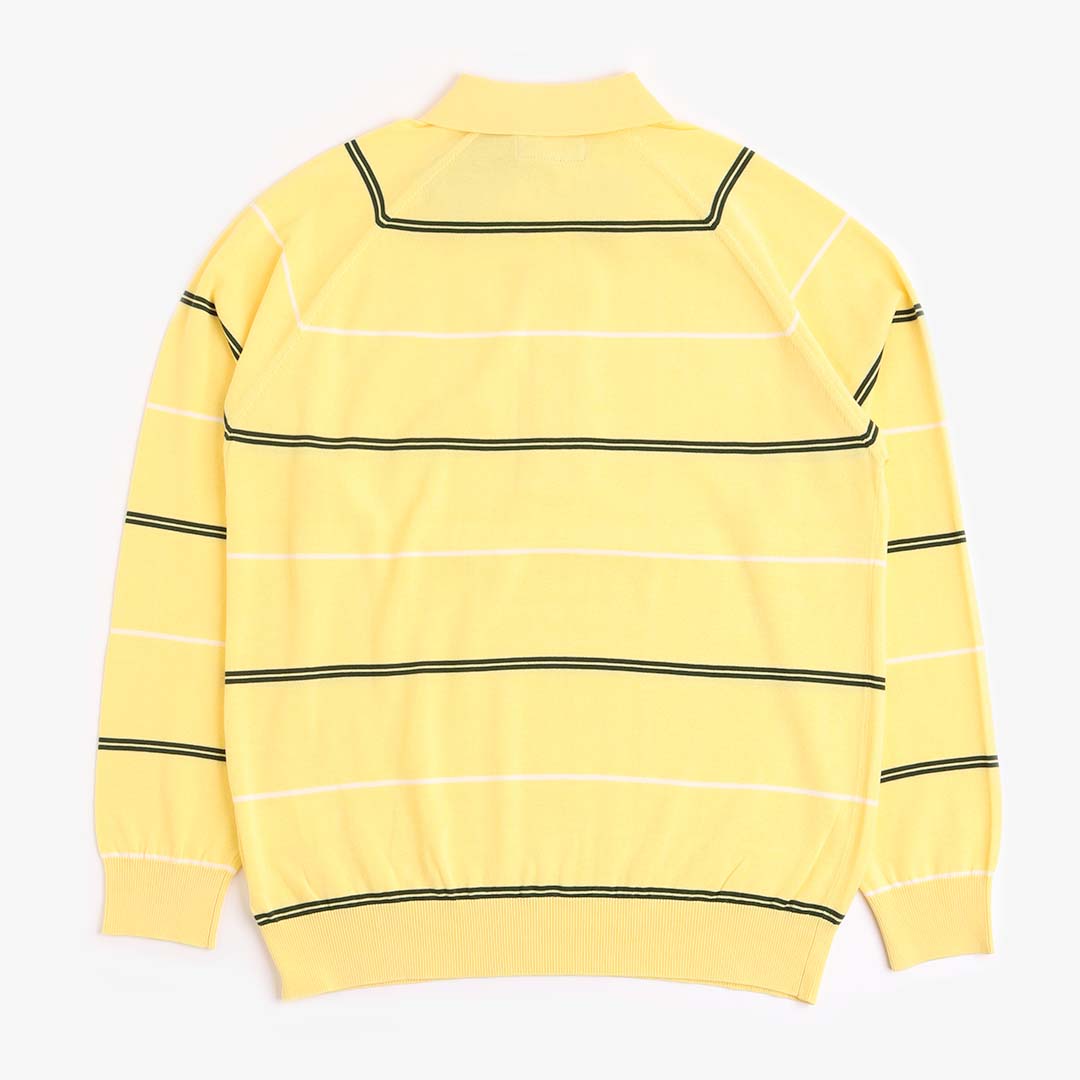 Beams Plus Knit Raglan Polo Shirt, Yellow, Detail Shot 3