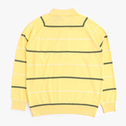 Beams Plus Knit Raglan Polo Shirt, Yellow, Detail Shot 3