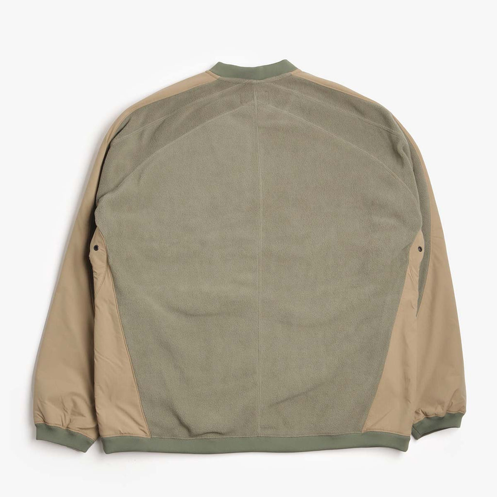 Beams Plus Military Athletic Half Zip Fleece Sweatshirt, Olive, Detail Shot 2
