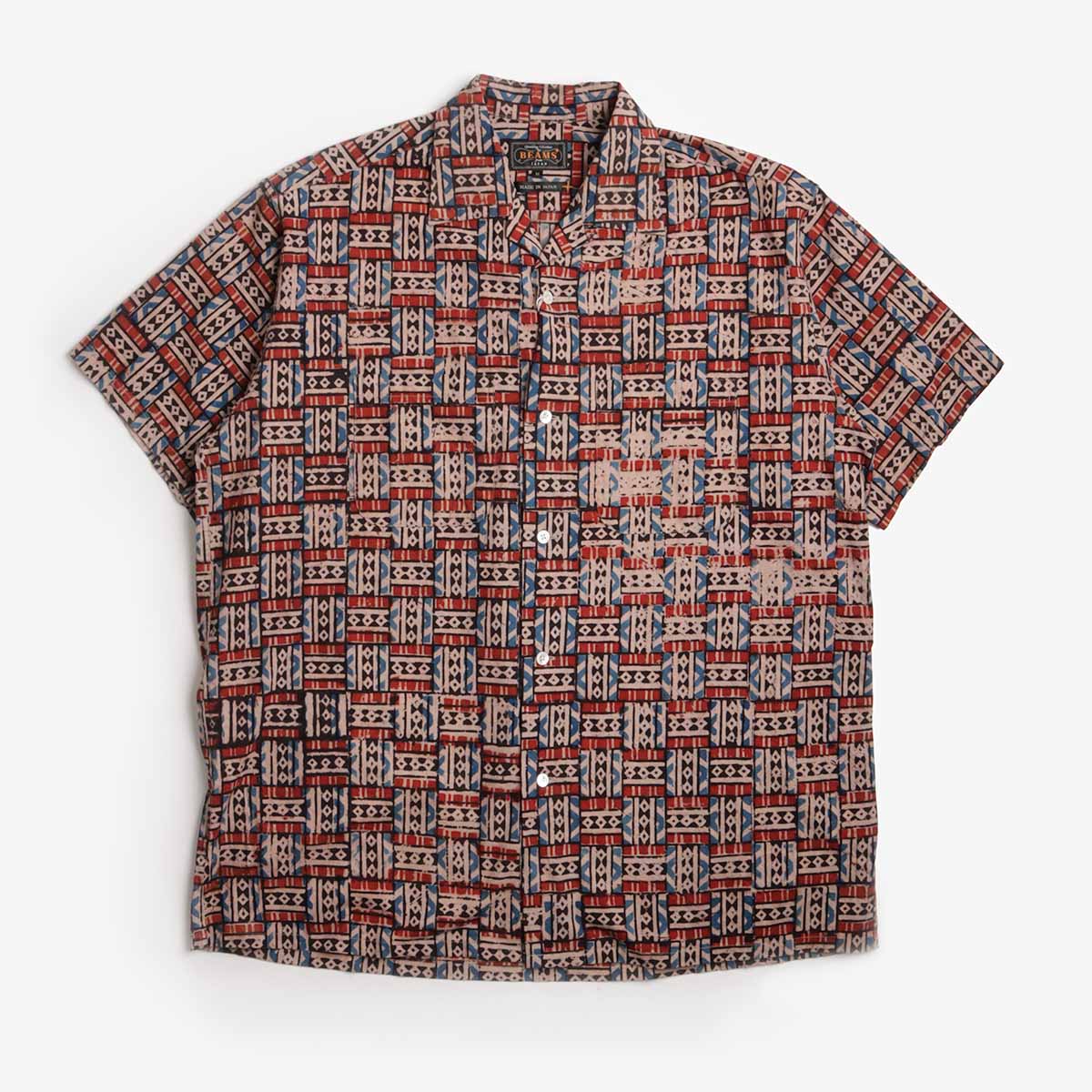 Beams Plus Open Collar Block Print Shirt