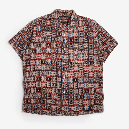Beams Plus Open Collar Block Print Shirt