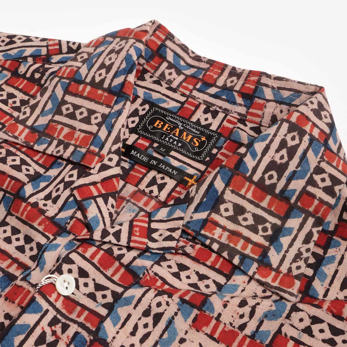 Beams Plus Open Collar Block Print Shirt